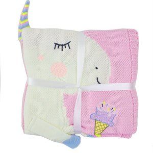 Pink Unicorn Knit Crib Children Throw Wrap Blanket
